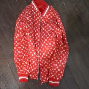 Louis Vuitton Supreme Red Monogram Bomber Jacket